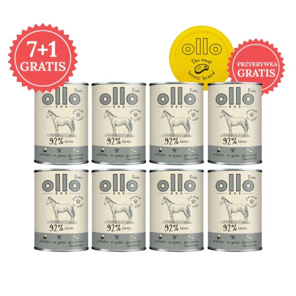 Pakiet 8 szt. karma mokra dla psa Ollo Pure Koń 400g w Skład Karmy