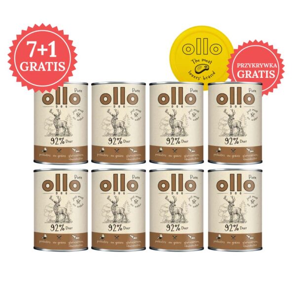 Pakiet 8 szt. karma mokra dla psa Ollo Pure Jeleń 400g w Skład Karmy