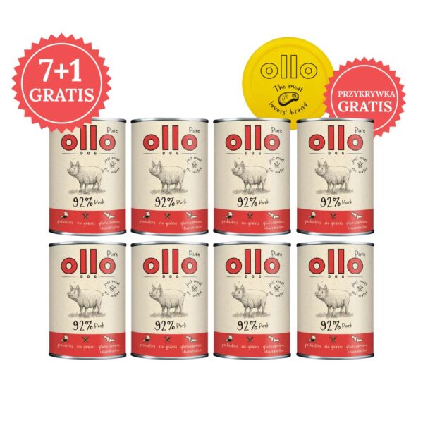 Pakiet 8 szt. karma mokra dla psa Ollo Pure Wieprzowina 400g w Skład Karmy