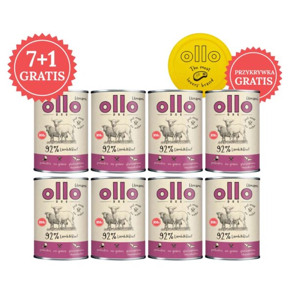 Pakiet 8 szt. karma mokra dla psa Ollo Umami Jagnięcina i Wołowina 850g w Skład Karmy