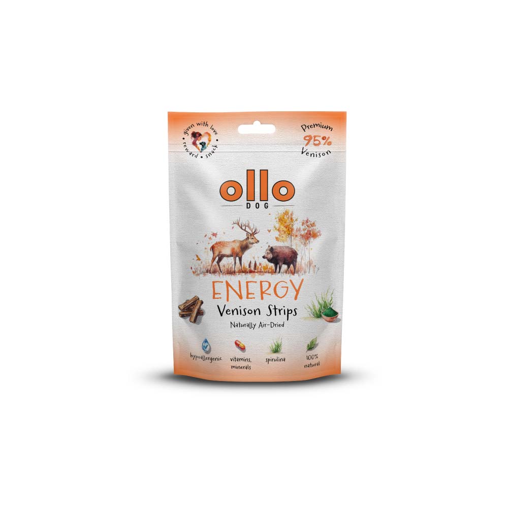 Przysmaki funkcyjne dla psa Ollo Air Dried Energy Venision Strips w Skład Karmy