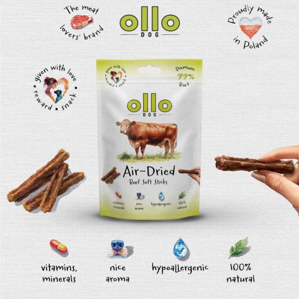 Przysmaki dla psa Ollo Air Dried Beef Sticks w Skład Karmy