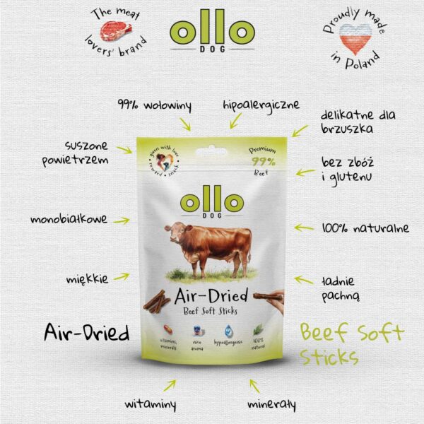 Przysmaki dla psa Ollo Air Dried Beef Sticks w Skład Karmy