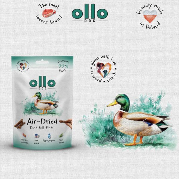 Przysmaki dla psa Ollo Air Dried Duck Sticks w Skład Karmy