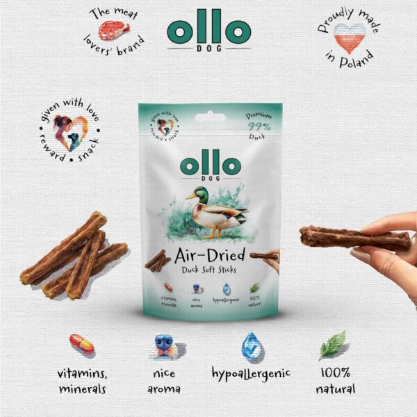 Przysmaki dla psa Ollo Air Dried Duck Sticks w Skład Karmy