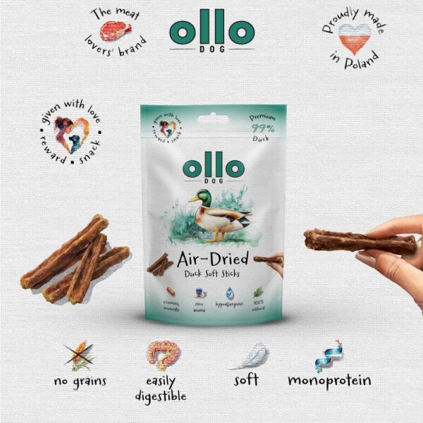 Przysmaki dla psa Ollo Air Dried Duck Sticks w Skład Karmy