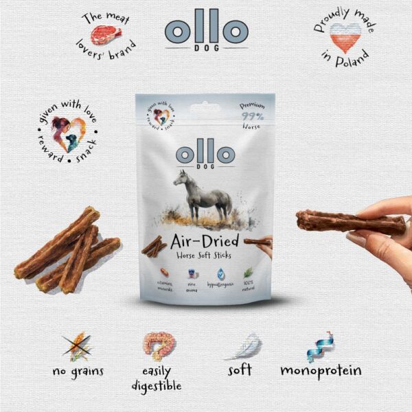 Przysmaki dla psa Ollo Air Dried Horse Sticks w Skład Karmy