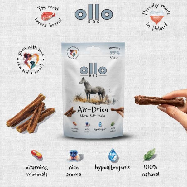 Przysmaki dla psa Ollo Air Dried Horse Sticks w Skład Karmy
