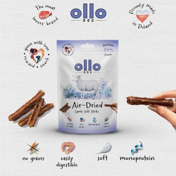 Przysmaki dla psa Ollo Air Dried Lamb Sticks w Skład Karmy