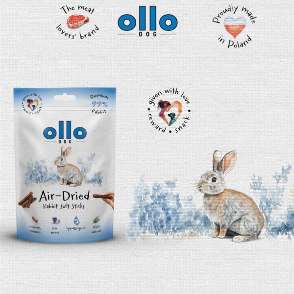 Przysmaki dla psa Ollo Air Dried Rabbit Sticks w Skład Karmy