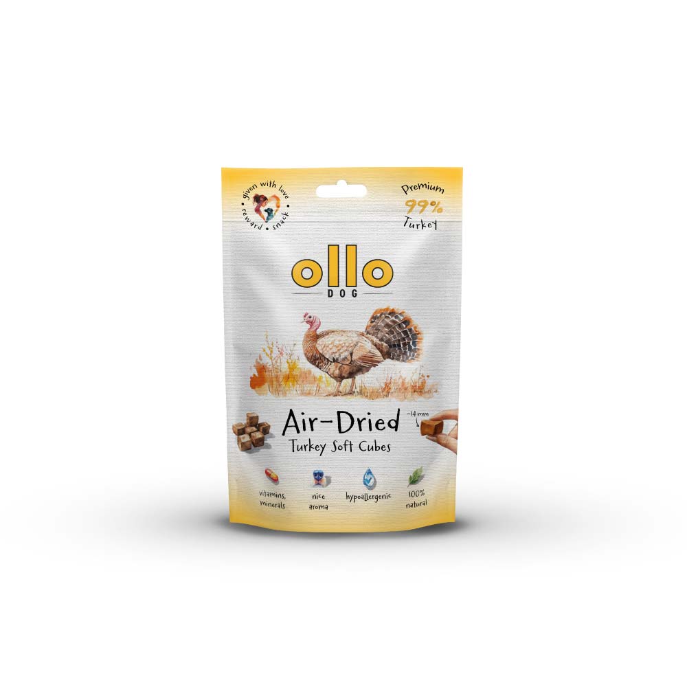 Przysmaki dla psa Ollo Air Dried Turkey Cubes w Skład Karmy