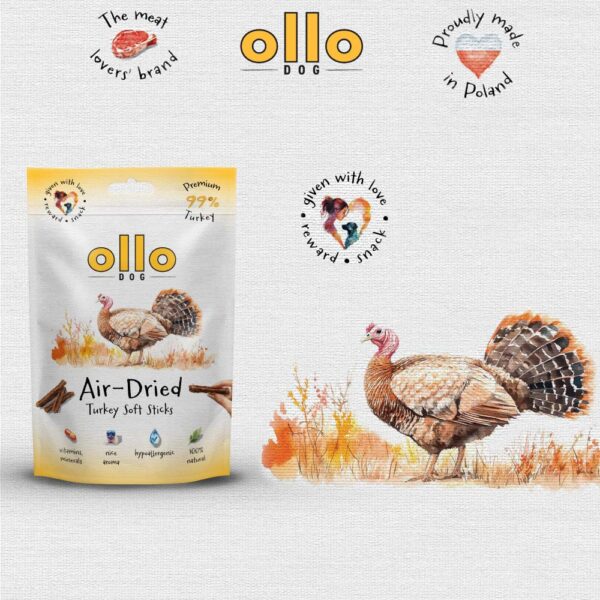 Przysmaki dla psa Ollo Air Dried Turkey Sticks w Skład Karmy