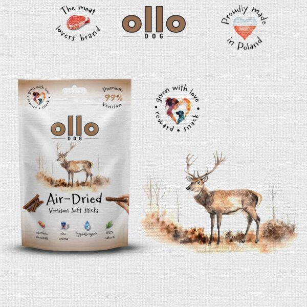 Przysmaki dla psa Ollo Air Dried Venison Sticks w Skład Karmy