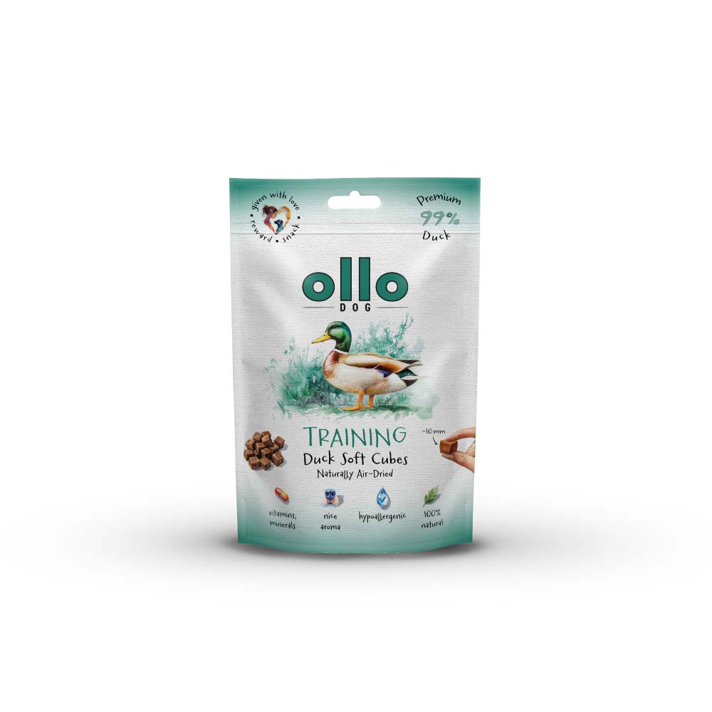 Przysmaki dla psa Ollo Air Dried Training Duck Soft Cubes w Skład Karmy