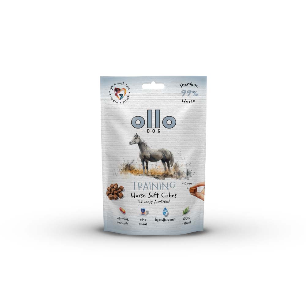 Przysmaki dla psa Ollo Air Dried Training Horse Soft Cubes w Skład Karmy