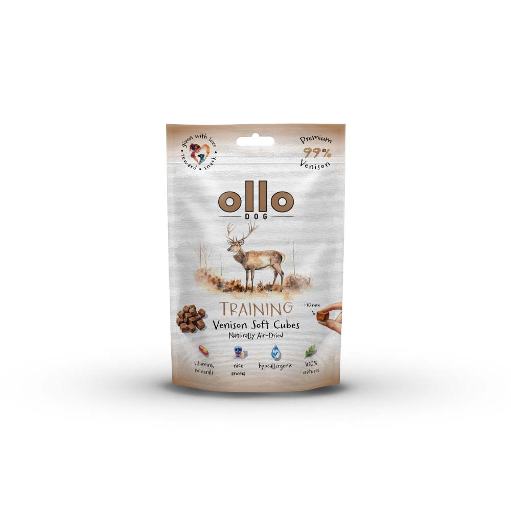 Przysmaki dla psa Ollo Air Dried Training Venison Soft Cubes w Skład Karmy