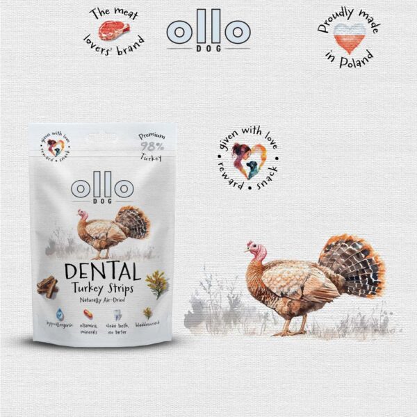 Przysmaki dentystyczne dla psa Ollo Dental Turkey Strips w Skład Karmy