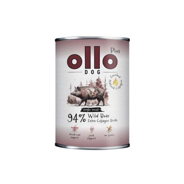 Karma mokra dla psa Ollo Plus Kolagen Dzik w Skład Karmy