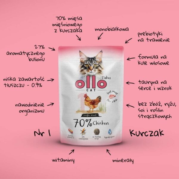 Karma mokra dla kota w saszetkach Ollo Cat nr 1 Kurczak w Skład Karmy