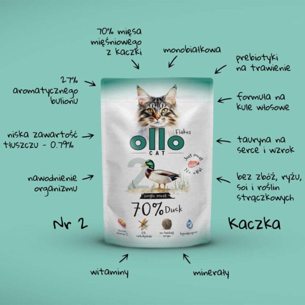 Karma mokra dla kota w saszetkach Ollo Cat nr 2 Kaczka w Skład Karmy