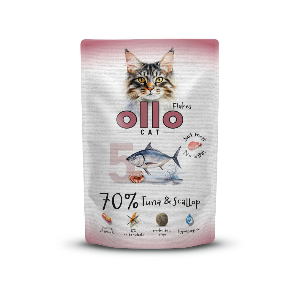 Karma mokra dla kota w saszetkach Ollo Cat nr 5 Tuńczyk i Przegrzebki w Skład Karmy