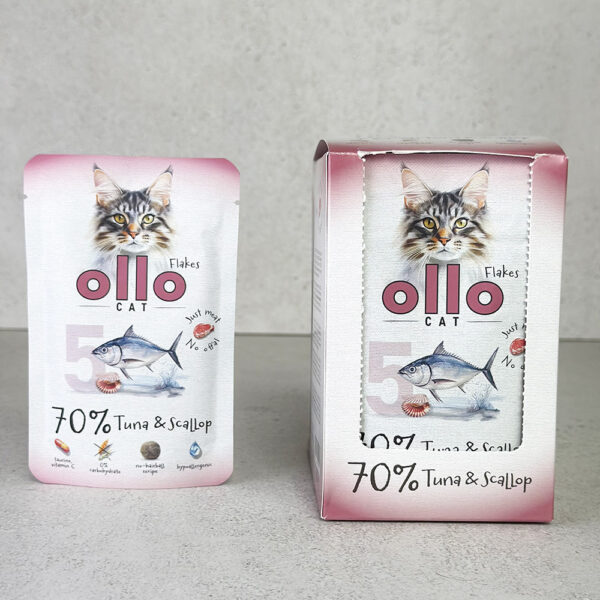 Karma mokra dla kota w saszetkach Ollo Cat nr 5 Tuńczyk i Przegrzebki w Skład Karmy