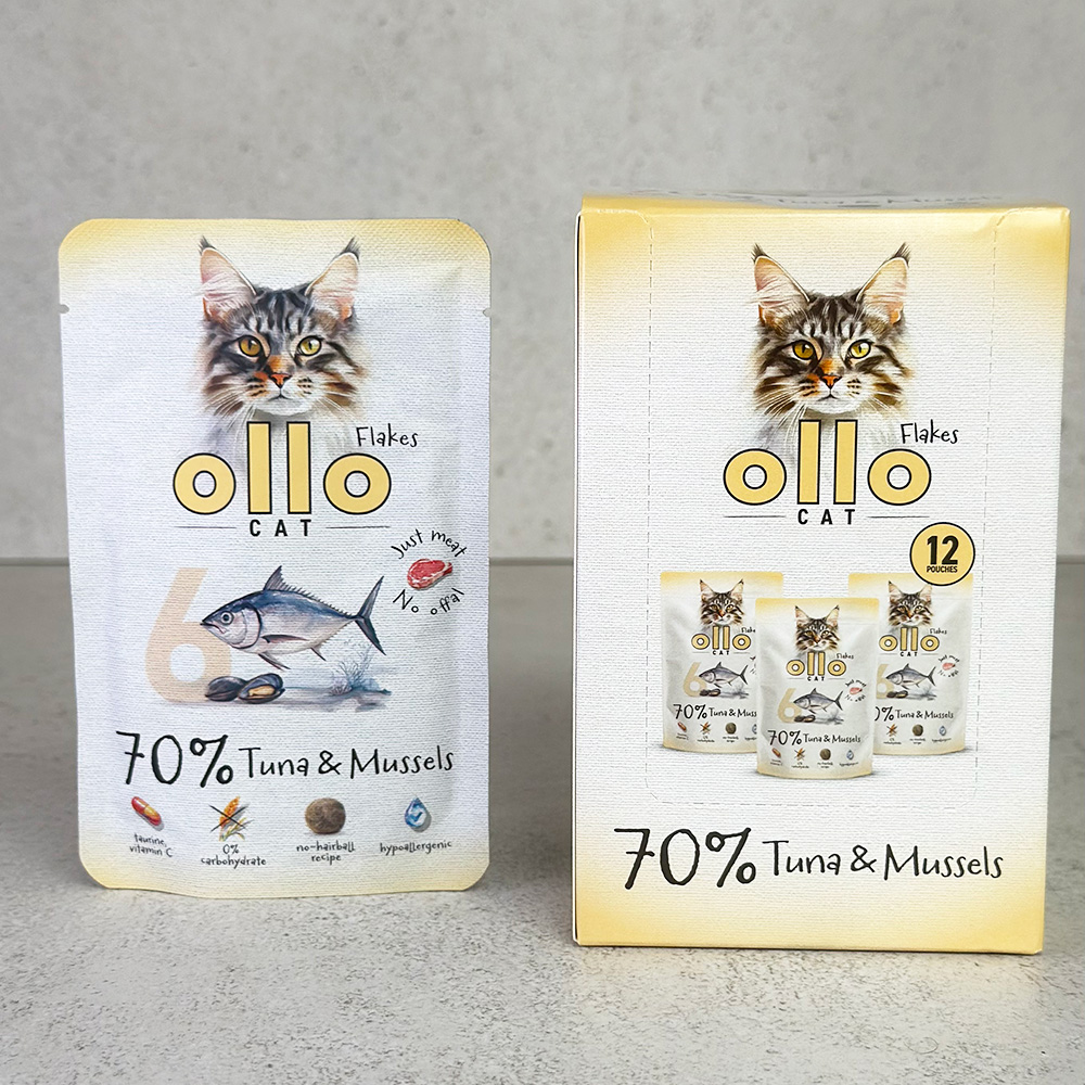 Karma mokra dla kota w saszetkach Ollo Cat nr 6 Tuńczyk i Omułek Zielonowargowy w Skład Karmy