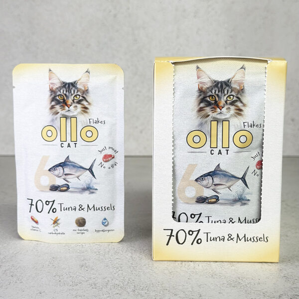 Karma mokra dla kota w saszetkach Ollo Cat nr 6 Tuńczyk i Omułek Zielonowargowy w Skład Karmy