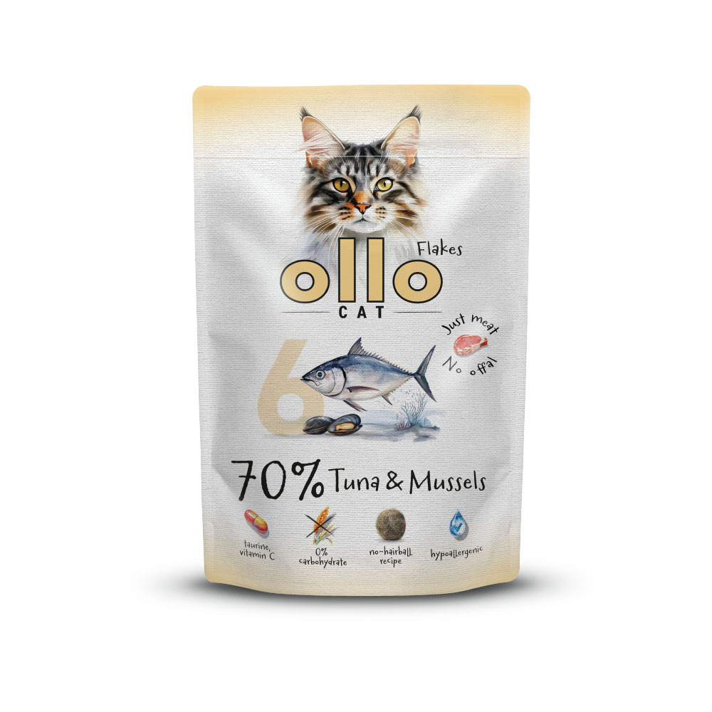 Karma mokra dla kota w saszetkach Ollo Cat nr 6 Tuńczyk i Omułek Zielonowargowy w Skład Karmy