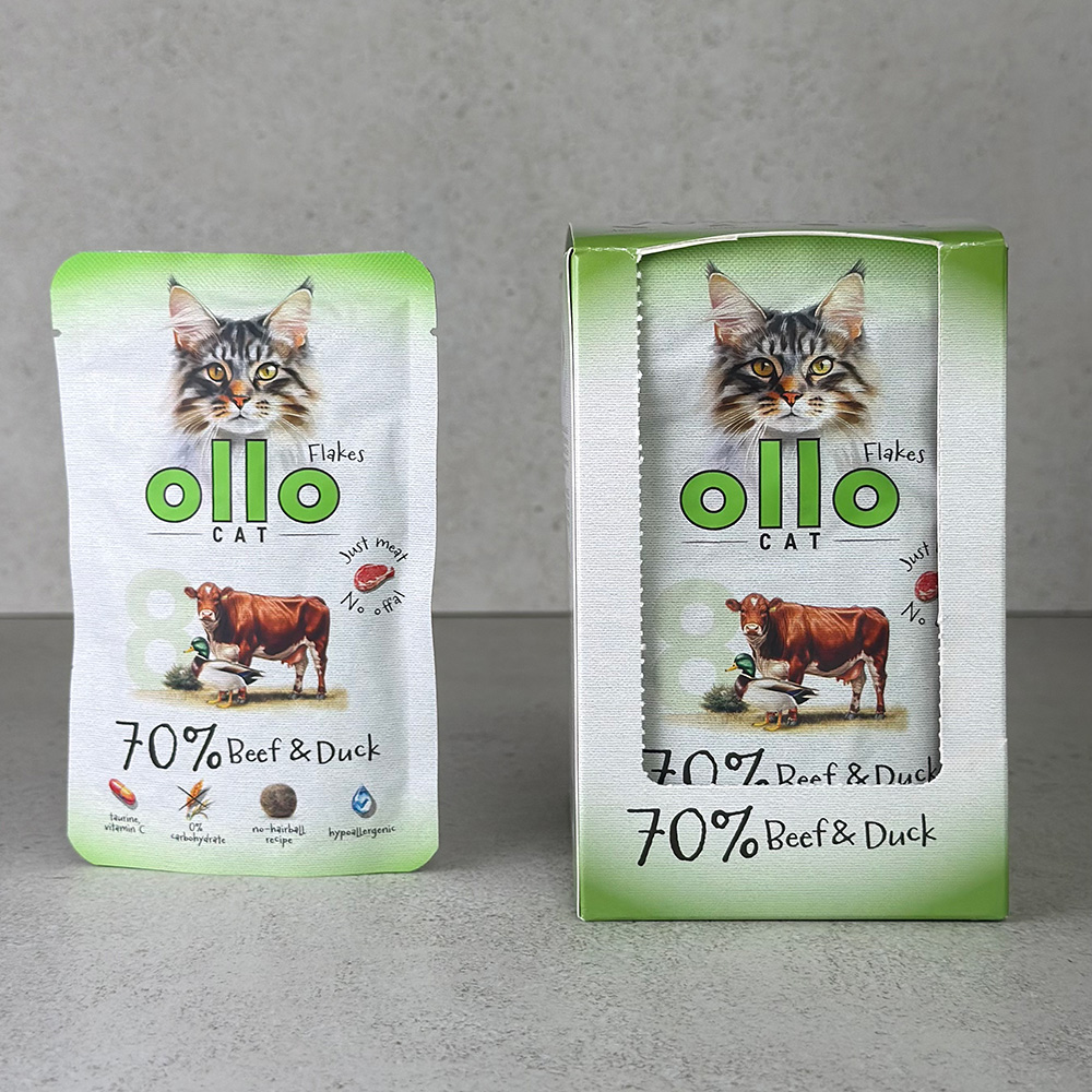 Karma mokra dla kota w saszetkach Ollo Cat nr 8 Wołowina i Kaczka w Skład Karmy