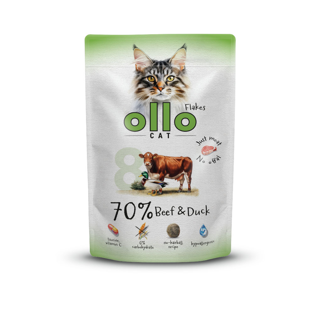 Karma mokra dla kota w saszetkach Ollo Cat nr 8 Wołowina i Kaczka w Skład Karmy
