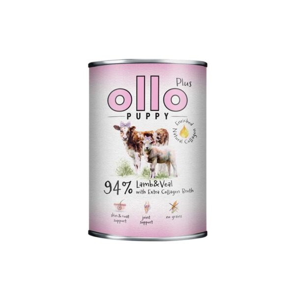 Karma mokra dla szczeniaka Ollo Puppy Kolagen Plus Jagnięcina i Cielęcina w Skład Karmy